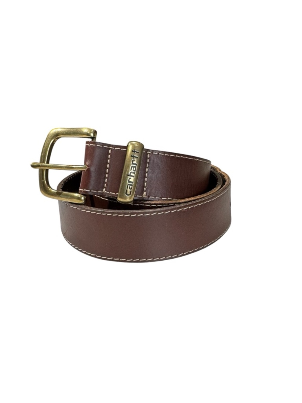 Carhartt Brown Leather Belt with Brass Buckle Size 40